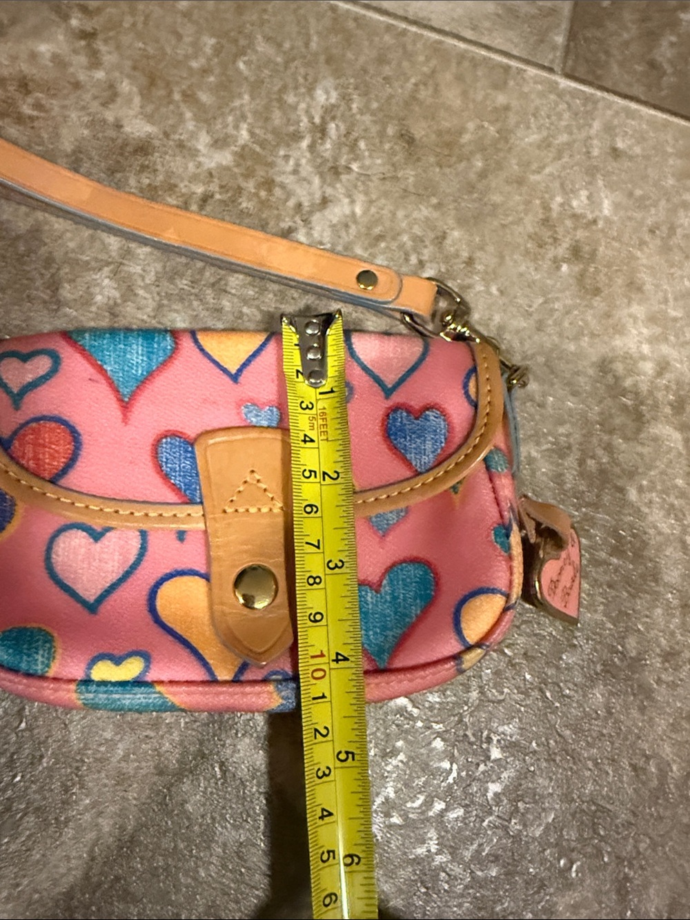 Dooney & Bourke Pink Multi Colored Hearts Wristlet - Picture 3 of 5